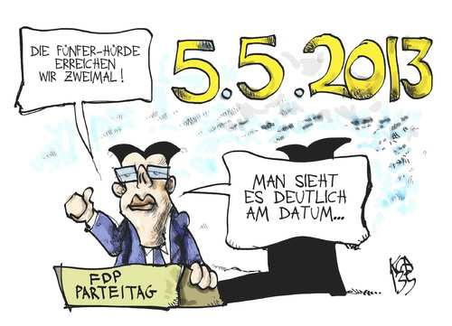 Cartoon: FDP-Parteitag (medium) by Kostas Koufogiorgos tagged fdp,parteitag,prozent,wahl,rösler,karikatur,koufogiorgos,fdp,parteitag,prozent,wahl,rösler,karikatur,koufogiorgos