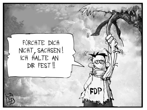 Cartoon: FDP in Sachsen (medium) by Kostas Koufogiorgos tagged landtagswahl,partei,abgrund,wahl,wahlkampf,liberale,fdp,sachsen,cartoon,illustration,koufogiorgos,karikatur,karikatur,koufogiorgos,illustration,cartoon,sachsen,fdp,liberale,wahlkampf,wahl,abgrund,partei,landtagswahl