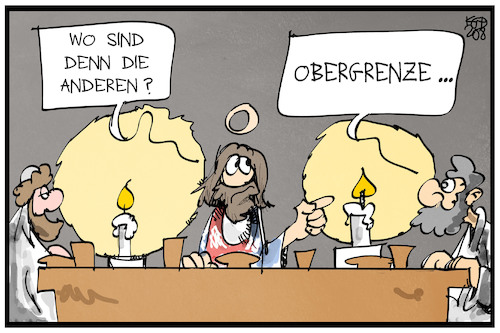 Cartoon: Feiern mit Obergrenze (medium) by Kostas Koufogiorgos tagged karikatur,koufogiorgos,illustration,cartoon,corona,feier,jesus,apostel,jünger,pandemie,einschränkung,karikatur,koufogiorgos,illustration,cartoon,corona,feier,jesus,apostel,jünger,pandemie,einschränkung