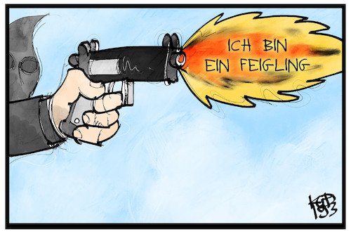 Cartoon: Feige Anschläge (medium) by Kostas Koufogiorgos tagged karikatur,koufogiorgos,illustration,cartoon,anschlag,amok,terrorismus,pistole,waffe,feigheit,karikatur,koufogiorgos,illustration,cartoon,anschlag,amok,terrorismus,pistole,waffe,feigheit