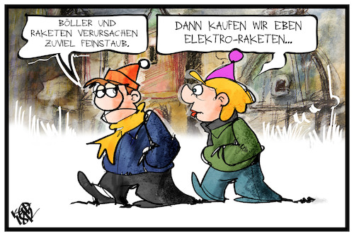 Cartoon: Feinstaub (medium) by Kostas Koufogiorgos tagged karikatur,koufogiorgos,illustration,cartoon,feinstaub,böller,elektro,umwelt,verschmutzung,silvester,jahreswechsel,feier,karikatur,koufogiorgos,illustration,cartoon,feinstaub,böller,elektro,umwelt,verschmutzung,silvester,jahreswechsel,feier