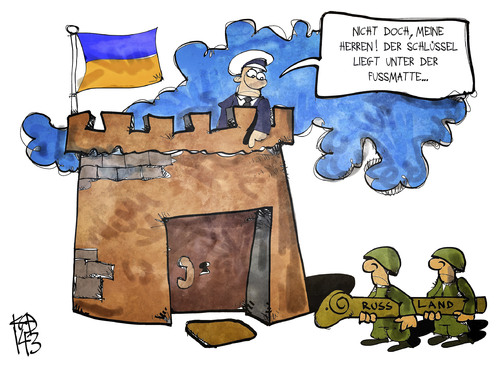 Cartoon: Festung Krim (medium) by Kostas Koufogiorgos tagged koufogiorgos,karikatur,illustration,cartoon,krim,krise,konflikt,russland,ukraine,rammbock,militär,politik,soldaten,armee,koufogiorgos,karikatur,illustration,cartoon,krim,krise,konflikt,russland,ukraine,rammbock,militär,politik,soldaten,armee