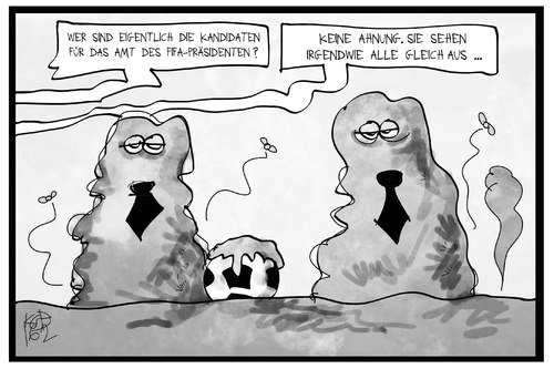 Cartoon: FIFA-Wahl (medium) by Kostas Koufogiorgos tagged karikatur,koufogiorgos,illustration,cartoon,fifa,wahl,kandidat,schlamm,sumpf,korruption,sport,fussball,weltverband,praesident,karikatur,koufogiorgos,illustration,cartoon,fifa,wahl,kandidat,schlamm,sumpf,korruption,sport,fussball,weltverband,praesident