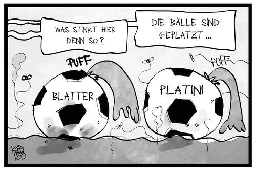 Cartoon: FIFA (medium) by Kostas Koufogiorgos tagged karikatur,koufogiorgos,illustration,cartoon,fifa,fussball,weltverband,sport,blatter,platini,korruption,skandal,bestechung,stinken,karikatur,koufogiorgos,illustration,cartoon,fifa,fussball,weltverband,sport,blatter,platini,korruption,skandal,bestechung,stinken