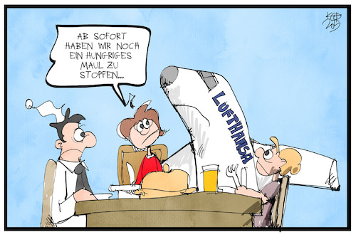 Cartoon: Finanzhilfen für die Lufthansa (medium) by Kostas Koufogiorgos tagged karikatur,koufogiorgos,illustration,cartoon,lufthansa,staatshilfe,steuerzahler,steuern,michel,bund,wirtschaft,flugzeug,airline,karikatur,koufogiorgos,illustration,cartoon,lufthansa,staatshilfe,steuerzahler,steuern,michel,bund,wirtschaft,flugzeug,airline