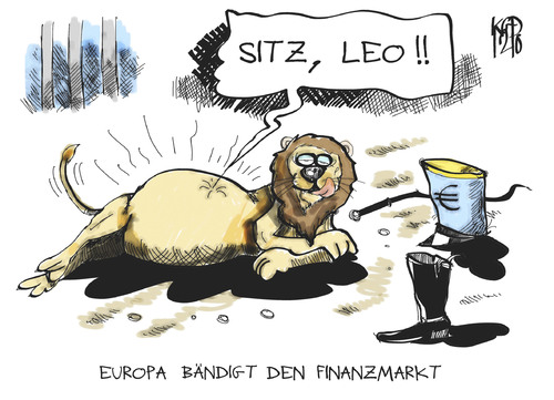 Cartoon: Finanzmarktkontrolle (medium) by Kostas Koufogiorgos tagged europa,euro,finanzmarkt,geld,krise,löwe,dompteur,bändigung,dressur,zirkus,wirtschaft,kontrolle,leo,karikatur,kostas,koufogiorgos,europa,euro,finanzmarkt,geld,krise,löwe,dompteur,bändigung,dressur,zirkus,wirtschaft,kontrolle,leo,karikatur,kostas,koufogiorgos