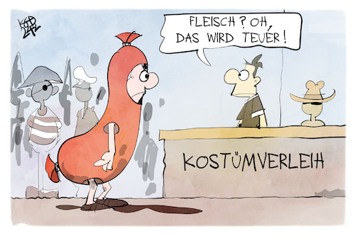 Cartoon: Fleischsteuer (medium) by Kostas Koufogiorgos tagged karikatur,koufogiorgos,özdemir,kostümverleih,karneval,fastnacht,tierwohl,fleisch,steuer,wurst,karikatur,koufogiorgos,özdemir,kostümverleih,karneval,fastnacht,tierwohl,fleisch,steuer,wurst