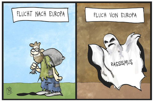 Cartoon: Flucht und Fluch (medium) by Kostas Koufogiorgos tagged karikatur,koufogiorgos,illustration,cartoon,fluch,flucht,flüchtling,immigration,europa,geist,gespenst,rassismus,terrorismus,extremismus,politik,konflikt,karikatur,koufogiorgos,illustration,cartoon,fluch,flucht,flüchtling,immigration,europa,geist,gespenst,rassismus,terrorismus,extremismus,politik,konflikt