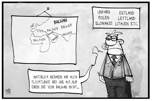 Cartoon: Flüchtlinge vom Balkan (medium) by Kostas Koufogiorgos tagged karikatur,koufogiorgos,illustration,cartoon,europa,asyl,politik,balkan,flüchtling,aufnahme,solidarität,karikatur,koufogiorgos,illustration,cartoon,europa,asyl,politik,balkan,flüchtling,aufnahme,solidarität