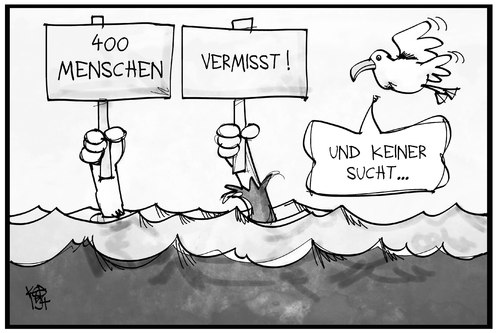 Cartoon: Flüchtlingskatastrophe (medium) by Kostas Koufogiorgos tagged karikatur,koufogiorgos,illustration,cartoon,fluechtlinge,vermisst,mittelmeer,vogel,möwe,suche,ertrunken,katastrophe,politik,karikatur,koufogiorgos,illustration,cartoon,fluechtlinge,vermisst,mittelmeer,vogel,möwe,suche,ertrunken,katastrophe,politik