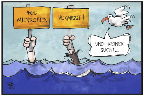 Cartoon: Flüchtlingskatastrophe (medium) by Kostas Koufogiorgos tagged karikatur,koufogiorgos,illustration,cartoon,fluechtlinge,vermisst,mittelmeer,vogel,möwe,suche,ertrunken,katastrophe,politik,karikatur,koufogiorgos,illustration,cartoon,fluechtlinge,vermisst,mittelmeer,vogel,möwe,suche,ertrunken,katastrophe,politik