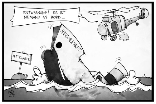 Cartoon: Flüchtlingskatastrophe (medium) by Kostas Koufogiorgos tagged karikatur,koufogiorgos,illustration,cartoon,menschlichkeit,schiff,untergang,havarie,katastrophe,flüchtlinge,mittelmeer,immigration,einwanderung,europa,triton,politik,karikatur,koufogiorgos,illustration,cartoon,menschlichkeit,schiff,untergang,havarie,katastrophe,flüchtlinge,mittelmeer,immigration,einwanderung,europa,triton,politik