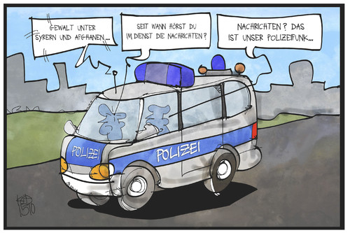 Cartoon: Flüchtlingskrise (medium) by Kostas Koufogiorgos tagged karikatur,koufogiorgos,illustration,cartoon,flüchtlingskrise,polizei,streife,einsatz,afghane,syrer,streit,schlichten,polizist,karikatur,koufogiorgos,illustration,cartoon,flüchtlingskrise,polizei,streife,einsatz,afghane,syrer,streit,schlichten,polizist