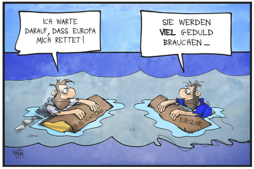 Cartoon: Flüchtlingspolitik (medium) by Kostas Koufogiorgos tagged karikatur,koufogiorgos,illustration,cartoon,flüchtling,politik,asyl,schiffbrüchiger,eurozone,wirtschaft,rettung,europa,wasser,meer,ertrinken,karikatur,koufogiorgos,illustration,cartoon,flüchtling,politik,asyl,schiffbrüchiger,eurozone,wirtschaft,rettung,europa,wasser,meer,ertrinken