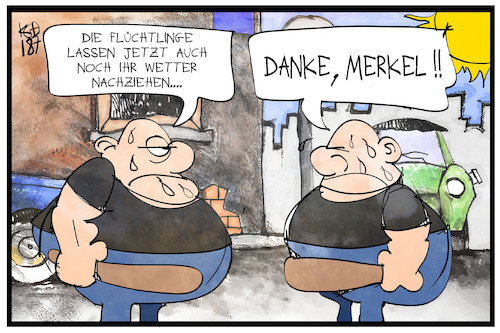 Cartoon: Flüchtlingswetter (medium) by Kostas Koufogiorgos tagged karikatur,koufogiorgos,illustration,cartoon,flüchtlinge,wetter,migranten,merkel,neonazi,hitze,hitzewelle,karikatur,koufogiorgos,illustration,cartoon,flüchtlinge,wetter,migranten,merkel,neonazi,hitze,hitzewelle