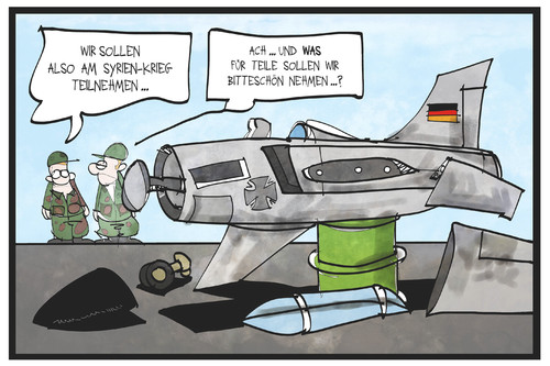 Cartoon: Flügellahme Bundeswehr (medium) by Kostas Koufogiorgos tagged koufogiorgos,karikatur,rüstung,konflikt,krieg,teilnehmen,soldat,bundeswehr,ersatzteil,flugzeug,tornado,einsatz,syrien,cartoon,illustration,ausrüstung,militär,karikatur,koufogiorgos,illustration,cartoon,syrien,einsatz,tornado,flugzeug,ersatzteil,bundeswehr,soldat,teilnehmen,krieg,konflikt,rüstung,militär,ausrüstung