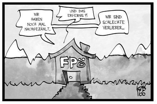 Cartoon: FPÖ (medium) by Kostas Koufogiorgos tagged karikatur,koufogiorgos,cartoon,illustration,fpö,oesterreich,hofer,berge,haus,partei,hütte,verlierer,zählen,wahl,bundespräsident,anfechten,justiz,gericht,karikatur,koufogiorgos,cartoon,illustration,fpö,oesterreich,hofer,berge,haus,partei,hütte,verlierer,zählen,wahl,bundespräsident,anfechten,justiz,gericht