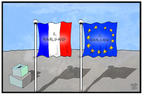 Cartoon: Frankreich-Wahl (medium) by Kostas Koufogiorgos tagged karikatur,koufogiorgos,illustration,cartoon,frankreich,fahne,flagge,wahl,europa,wahlgang,demokratie,zukunft,prognose,karikatur,koufogiorgos,illustration,cartoon,frankreich,fahne,flagge,wahl,europa,wahlgang,demokratie,zukunft,prognose