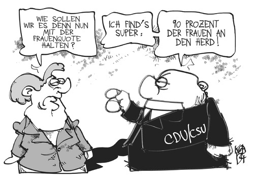 Cartoon: Frauenquote (medium) by Kostas Koufogiorgos tagged cdu,frauenquote,merkel,csu,arbeit,gleichberechtigung,herd,karikatur,kostas,koufogiorgos,cdu,frauenquote,merkel,csu,arbeit,gleichberechtigung,herd,karikatur,kostas,koufogiorgos