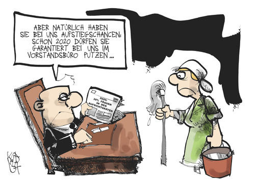 Cartoon: Frauenquote (medium) by Kostas Koufogiorgos tagged frauenquote,karriere,arbeit,frau,chance,karikatur,kostas,koufogiorgos,frauenquote,karriere,arbeit,frau,chance,karikatur,kostas,koufogiorgos