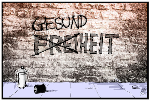 Cartoon: Freiheit oder Gesundheit (medium) by Kostas Koufogiorgos tagged karikatur,koufogiorgos,illustration,cartoon,freiheit,gesundheit,streichen,austauschen,einschränkung,pandemie,demokratie,graffiti,spraydose,mauer,streetart,karikatur,koufogiorgos,illustration,cartoon,freiheit,gesundheit,streichen,austauschen,einschränkung,pandemie,demokratie,graffiti,spraydose,mauer,streetart