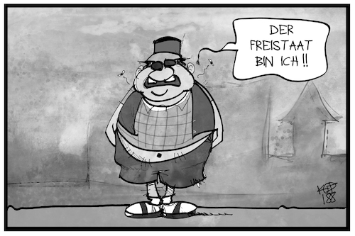 Cartoon: Freistaat Sachsen (medium) by Kostas Koufogiorgos tagged karikatur,koufogiorgos,illustration,cartoon,pegidist,pegida,sachsen,freistaat,zitat,historisch,pegizei,pressefreiheit,karikatur,koufogiorgos,illustration,cartoon,pegidist,pegida,sachsen,freistaat,zitat,historisch,pegizei,pressefreiheit