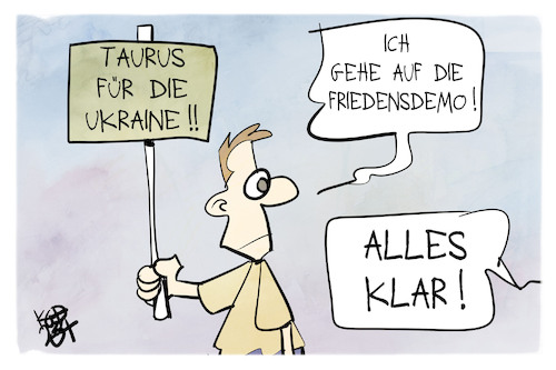 Cartoon: Friedensdemo (medium) by Kostas Koufogiorgos tagged karikatur,koufogiorgos,ostermarsch,friedensdemo,waffen,krieg,karikatur,koufogiorgos,ostermarsch,friedensdemo,waffen,krieg