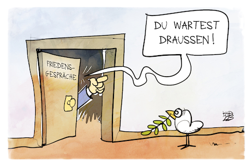 Cartoon: Friedensgespräche (medium) by Kostas Koufogiorgos tagged karikatur,koufogiorgos,frieden,diplomatie,friedensgespräche,verhandlung,karikatur,koufogiorgos,frieden,diplomatie,friedensgespräche,verhandlung