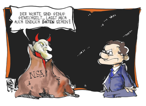 Cartoon: Friedrich und die NSA (medium) by Kostas Koufogiorgos tagged friedrich,usa,prims,nsa,mephisto,daten,spionage,affäre,skandal,agent,karikatur,koufogiorgos,friedrich,usa,prims,nsa,mephisto,daten,spionage,affäre,skandal,agent,karikatur,koufogiorgos