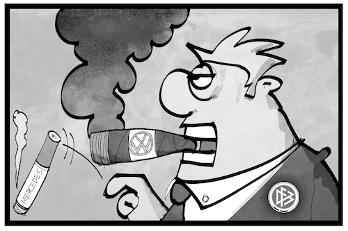 Cartoon: Frischer Qualm bei DFB (medium) by Kostas Koufogiorgos tagged karikatur,koufogiorgos,cartoon,illustration,dfb,fussball,vw,daimler,automobil,wirtschaft,sponsor,ablösung,sport,zigarre,zigarette,diselgate,rauch,qualm,verschmutzung,karikatur,koufogiorgos,cartoon,illustration,dfb,fussball,vw,daimler,automobil,wirtschaft,sponsor,ablösung,sport,zigarre,zigarette,diselgate,rauch,qualm,verschmutzung