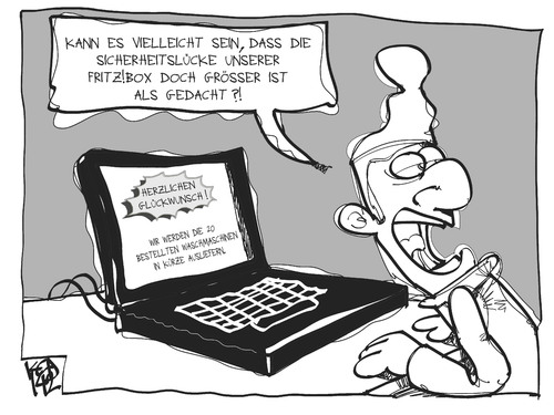 Cartoon: FRITZ!Box (medium) by Kostas Koufogiorgos tagged karikatur,illustration,cartoon,koufogiorgos,fritzbox,router,internet,sicherheit,datenschutz,datenklau,michel,computer,technik,modem,karikatur,illustration,cartoon,koufogiorgos,fritzbox,router,internet,sicherheit,datenschutz,datenklau,michel,computer,technik,modem