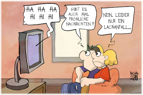 Cartoon: Fröhliche Nachrichten (medium) by Kostas Koufogiorgos tagged karikatur,koufogiorgos,nachrichten,tagesschau,fröhlich,fernsehen,lachen,lachanfall,karikatur,koufogiorgos,nachrichten,tagesschau,fröhlich,fernsehen,lachen,lachanfall