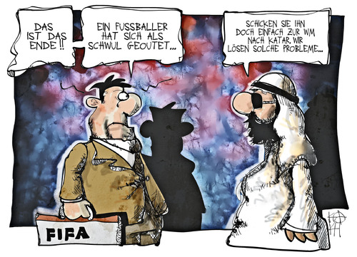 Cartoon: Fußball-WM in Katar (medium) by Kostas Koufogiorgos tagged homosexualität,fussball,katar,wm,fifa,schwul,weltmeisterschaft,sport,karikatur,koufogiorgos,homosexualität,fussball,katar,wm,fifa,schwul,weltmeisterschaft,sport,karikatur,koufogiorgos