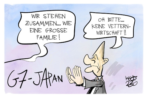 Cartoon: G7-Gipfel in Japan (medium) by Kostas Koufogiorgos tagged karikatur,koufogiorgos,g7,japan,familie,vetternwirtschaft,scholz,karikatur,koufogiorgos,g7,japan,familie,vetternwirtschaft,scholz