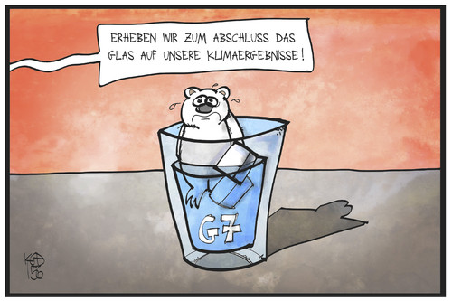 Cartoon: G7-Klimaergebnisse (medium) by Kostas Koufogiorgos tagged karikatur,koufogiorgos,illustration,cartoon,g7,eisbär,glas,schmelzwasser,schmelzen,klima,erwärmung,eiswürfel,wasser,umwelt,rettung,klimaziel,politik,karikatur,koufogiorgos,illustration,cartoon,g7,eisbär,glas,schmelzwasser,schmelzen,klima,erwärmung,eiswürfel,wasser,umwelt,rettung,klimaziel,politik