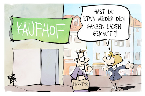 Cartoon: Galeria Kaufhof (medium) by Kostas Koufogiorgos tagged karikatur,koufogiorgos,kaufhof,galeria,karstadt,investor,karikatur,koufogiorgos,kaufhof,galeria,karstadt,investor