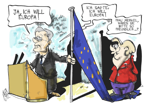 Cartoon: Gauck-Rede (medium) by Kostas Koufogiorgos tagged gauck,merkel,europa,rede,forum,bellevue,bundespräsident,bundeskanzlerin,karikatur,kostas,koufogiorgos,gauck,merkel,europa,rede,forum,bellevue,bundespräsident,bundeskanzlerin,karikatur,kostas,koufogiorgos