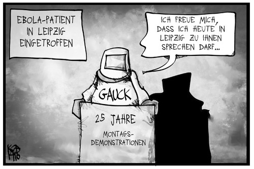 Cartoon: Ebola (medium) by Kostas Koufogiorgos tagged politik,montagsdemonstration,rede,virus,krankheit,schutzanzug,leipzig,gauck,ebola,cartoon,illustration,koufogiorgos,karikatur,karikatur,koufogiorgos,illustration,cartoon,gauck,ebola,leipzig,demokratie,rede,montagsdemonstration,krankheit,virus,bundespräsident,politik,gesundheit