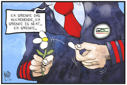 Cartoon: GdL-Streik (medium) by Kostas Koufogiorgos tagged karikatur,koufogiorgos,illustration,cartoon,lokführer,gdl,streik,bahn,wochenende,willkür,blume,politik,arbeitskampf,arbeit,karikatur,koufogiorgos,illustration,cartoon,lokführer,gdl,streik,bahn,wochenende,willkür,blume,politik,arbeitskampf,arbeit