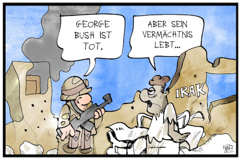 Cartoon: George H. W. Bush (medium) by Kostas Koufogiorgos tagged karikatur,koufogiorgos,illustration,cartoon,george,bush,usa,präsident,irak,krieg,vermächtnis,soldat,karikatur,koufogiorgos,illustration,cartoon,george,bush,usa,präsident,irak,krieg,vermächtnis,soldat