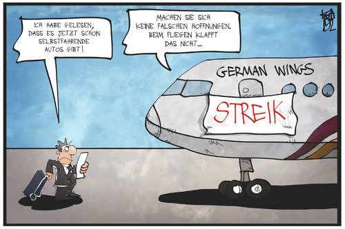 Cartoon: German Wings (medium) by Kostas Koufogiorgos tagged karikatur,koufogiorgos,illustration,cartoon,germanwings,lufthansa,flugzeug,streik,passagier,kunde,arbeitskampf,pilot,karikatur,koufogiorgos,illustration,cartoon,germanwings,lufthansa,flugzeug,streik,passagier,kunde,arbeitskampf,pilot