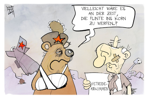 Cartoon: Getreideabkommen (medium) by Kostas Koufogiorgos tagged koufogiorgos,karikatur,getreide,deal,abkommen,bär,putin,flinte,ukraine,krieg,koufogiorgos,karikatur,getreide,deal,abkommen,bär,putin,flinte,ukraine,krieg