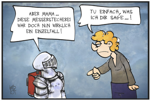 Cartoon: Gewalt an Schulen (medium) by Kostas Koufogiorgos tagged karikatur,koufogiorgos,illustration,cartoon,schule,schüler,mutter,kind,gewalt,messerstecherei,hamburg,rüstung,schutz,überbehütung,angst,vorsicht,übertreibung,kleidung,karikatur,koufogiorgos,illustration,cartoon,schule,schüler,mutter,kind,gewalt,messerstecherei,hamburg,rüstung,schutz,überbehütung,angst,vorsicht,übertreibung,kleidung