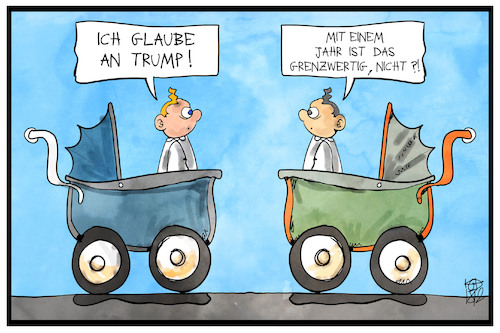 Cartoon: Glauben an Trump (medium) by Kostas Koufogiorgos tagged karikatur,koufogiorgos,illustration,cartoon,trump,glaube,kind,kinderwagen,karikatur,koufogiorgos,illustration,cartoon,trump,glaube,kind,kinderwagen