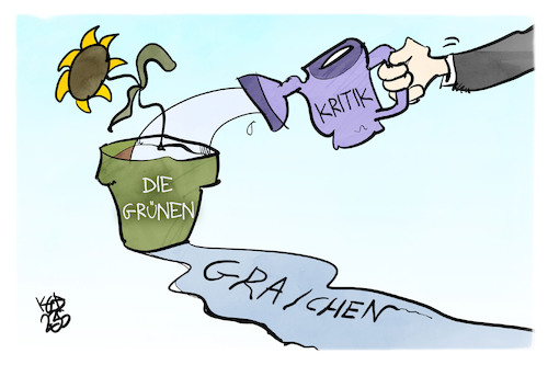 Cartoon: Graichen (medium) by Kostas Koufogiorgos tagged karikatur,koufogiorgos,graichen,grüne,gießkanne,kritik,sonnenblume,partei,karikatur,koufogiorgos,graichen,grüne,gießkanne,kritik,sonnenblume,partei
