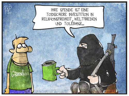 Cartoon: Greenpeace-Skandal (medium) by Kostas Koufogiorgos tagged karikatur,koufogiorgos,illustration,cartoon,greenpeace,spenden,skandal,geld,sammeln,islamismus,meinungsfreiheit,toleranz,religionsfreiheit,investition,betrug,weltfrieden,karikatur,koufogiorgos,illustration,cartoon,greenpeace,spenden,skandal,geld,sammeln,islamismus,meinungsfreiheit,toleranz,religionsfreiheit,investition,betrug,weltfrieden