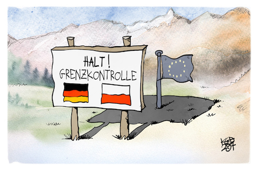 Cartoon: Grenzkontrollen (medium) by Kostas Koufogiorgos tagged karikatur,koufogiorgos,schengen,grenze,grenzkontrolle,polen,deutschland,eu,europa,karikatur,koufogiorgos,schengen,grenze,grenzkontrolle,polen,deutschland,eu,europa