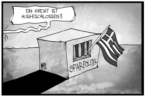 Cartoon: Grexit (medium) by Kostas Koufogiorgos tagged karikatur,koufogiorgos,illustration,cartoon,grexit,ausgang,gefängnis,griechenland,europa,zelle,politik,karikatur,koufogiorgos,illustration,cartoon,grexit,ausgang,gefängnis,griechenland,europa,zelle,politik