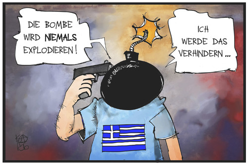 Cartoon: Grexit (medium) by Kostas Koufogiorgos tagged karikatur,koufogiorgos,illustration,cartoon,grexit,griechenland,bombe,selbstmord,suizid,europa,erpressung,politik,karikatur,koufogiorgos,illustration,cartoon,grexit,griechenland,bombe,selbstmord,suizid,europa,erpressung,politik