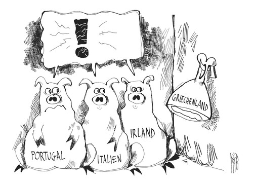 Cartoon: Griechenland-Rettung (medium) by Kostas Koufogiorgos tagged europa,deutschland,rolle,europe,role,leading,germany,krise,euro,führungsrolle,leadership,crisis,zeit,führungsansp,schulden,schwein,schinken,bankrott,pleite,italien,irland,portugal,piigs,europaeische,union,wirtschaft,politik,karikatur,kostas,koufogiorgos,griechenland,rettung,euro,eu,schulden,krise,schwein,schinken